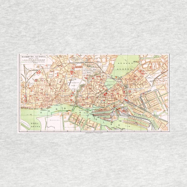 Vintage Map of Hamburg Germany (1890) by Bravuramedia